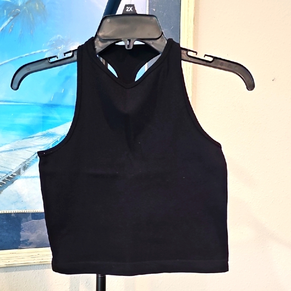 Black Ribbed Crop Top Size XS Free PEOPLE